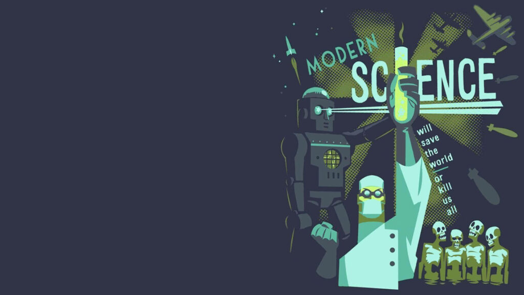 Captivating Wallpaper: Robotic Figure & Scientist in Thoughtful Sci-Fi Scene