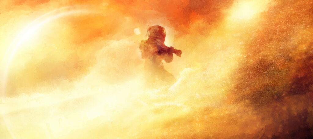 Exploring the Vibrant Cosmos: An Astronaut's Masterpiece in Digital Art Wallpaper