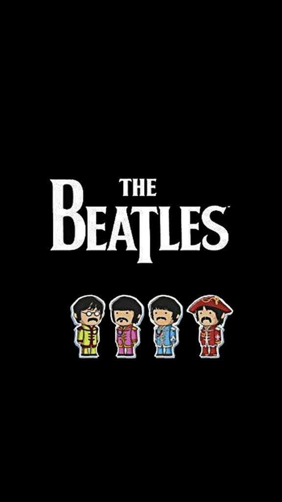 Chibi Beatles wallpaper with John Lennon Paul McCartney George Harrison Ringo Starr colorful outfits