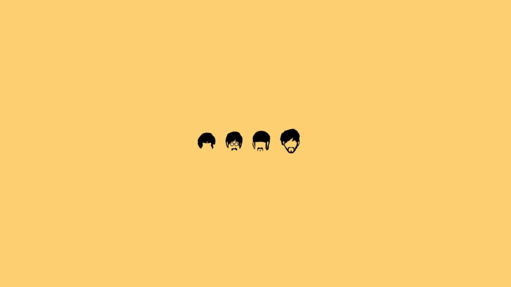 Subtle Peach Harmony: Illustrated Beatles Icons Grace a Minimalist Desktop Wallpaper