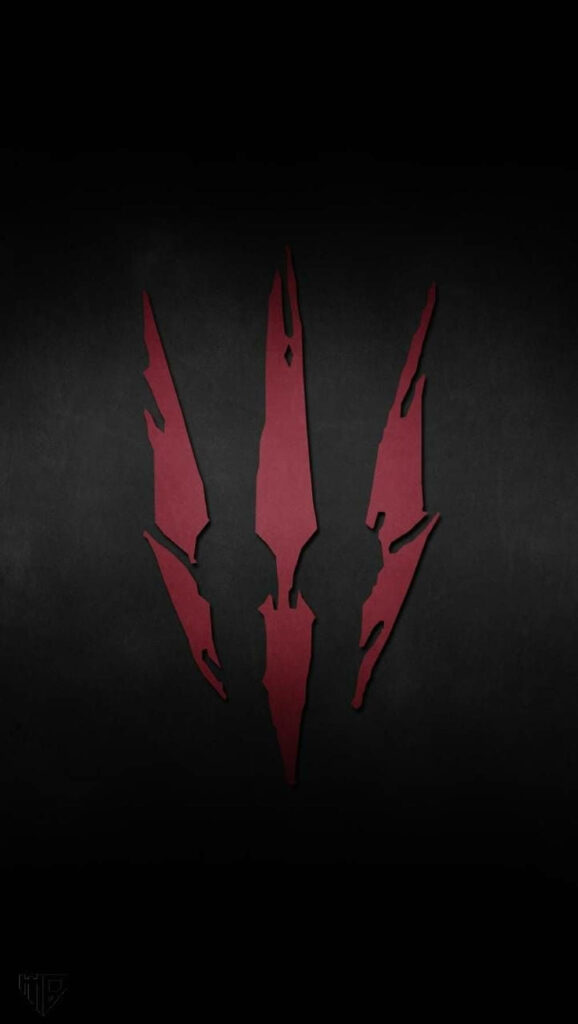 Enigmatic Wild Hunt: Witcher 3 iPhone Wallpaper featuring General's Insignia in Bold Crimson on Mysterious Gray Backdrop