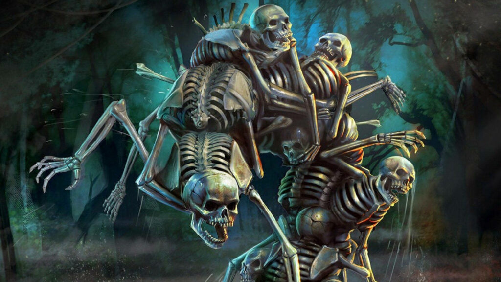 Forest Foes: A Skeleton Horde Emerges in this Haunting Wallpaper