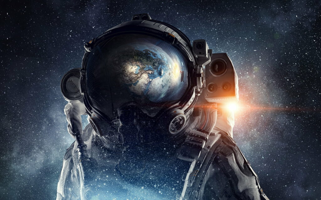 Exploring the Cosmos: Majestic Astronaut Embarking on Interstellar Journey Wallpaper