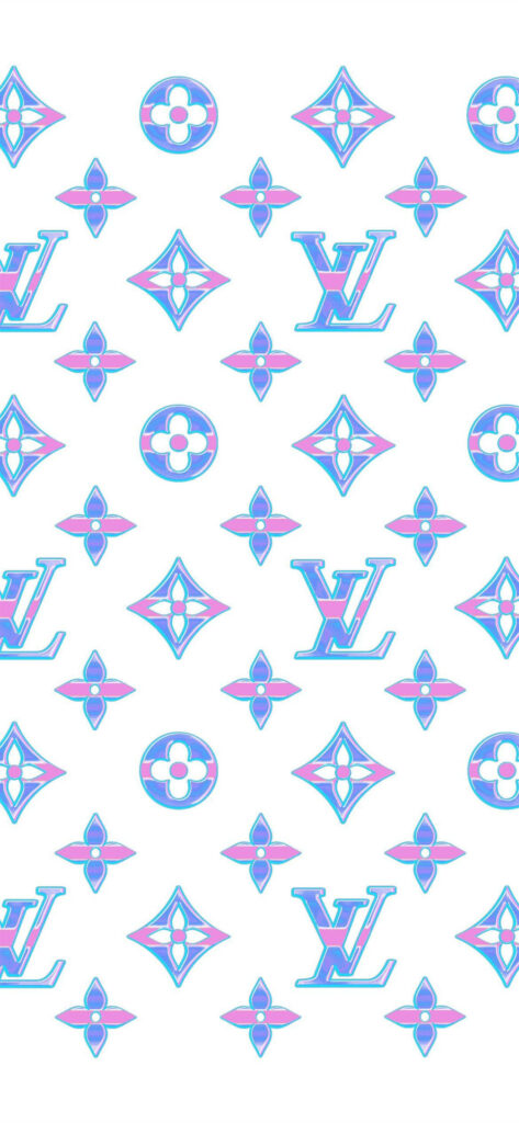 Luxury on Display: A Pastel Louis Vuitton Phone Wallpaper with Glossy Fashion Logo Patterns