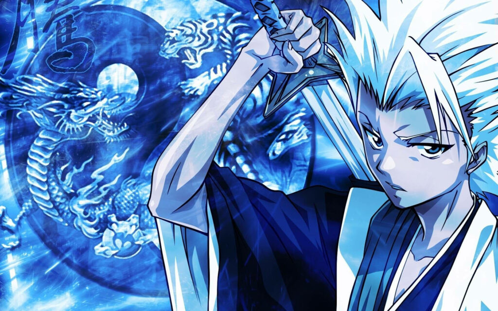 Blue Ice Dragon: Toshiro Hitsugaya's Stunning HD Wallpaper