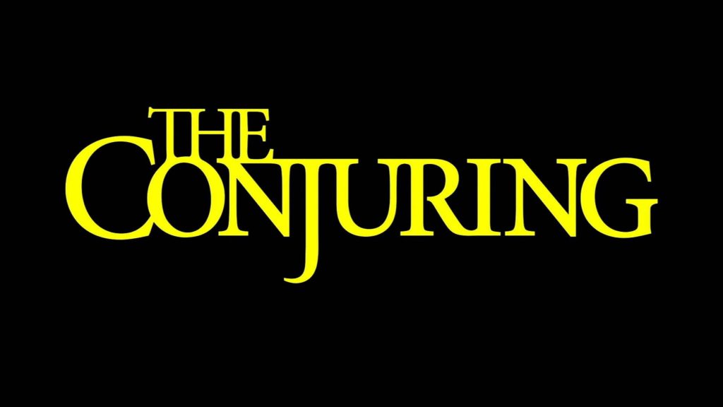 The Conjuring wallpaper bold yellow logo on black background minimalist horror fan art
