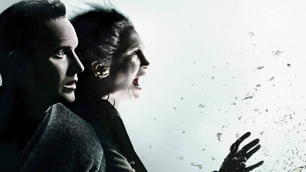 The Conjuring wallpaper with Patrick Wilson Vera Farmiga as Warrens amid shattered glass intense scene