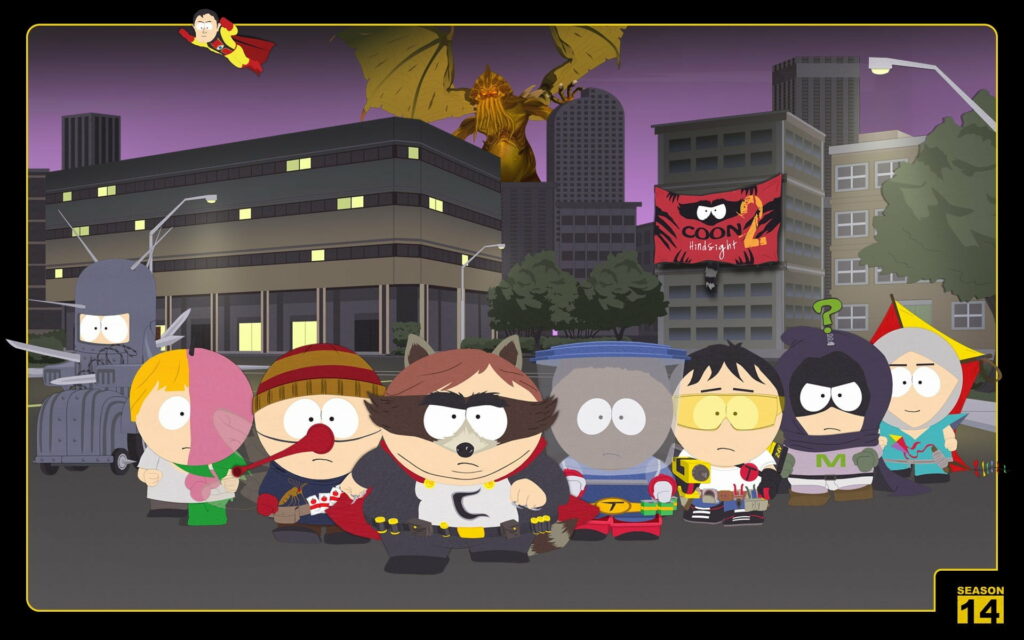 The Coon Strikes Again! A Vibrant South Park Tribute with Eric Cartman in High Definition Wallpaper