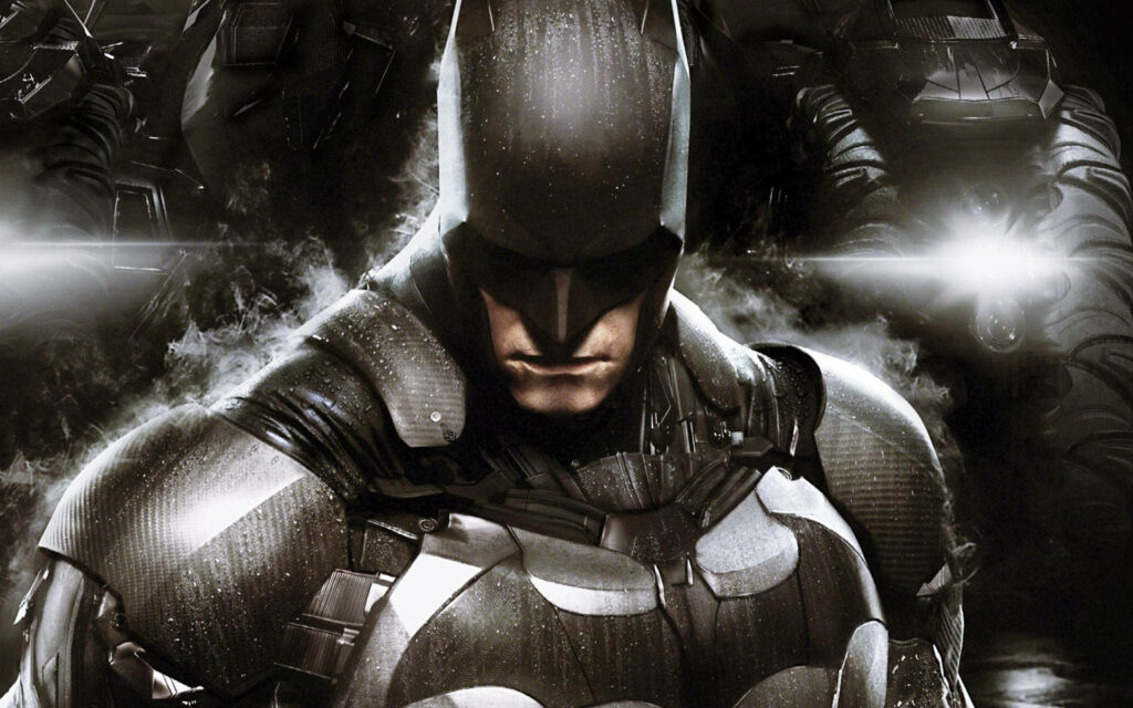 The Caped Crusader: Batman's Menacing Encounter in the Shadows Wallpaper