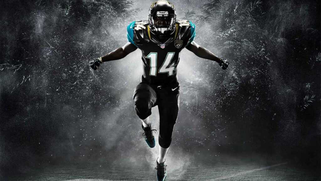 Smoke and Shadows: The Enigmatic NFL Warrior in Midnight Black Jersey Wallpaper