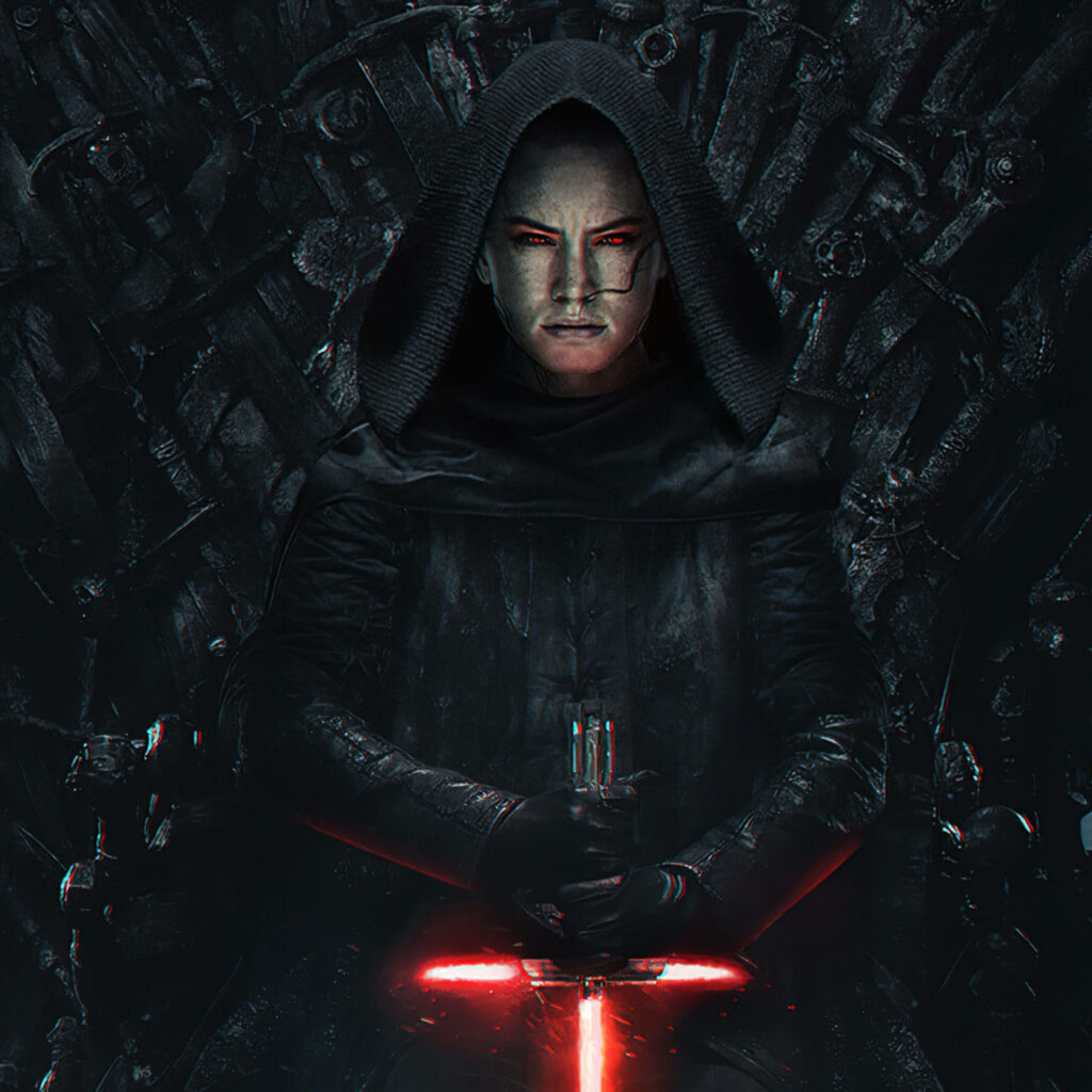 The Dark Queen Rises: A Sith Rey Takes Her Throne in a Game of Thrones-inspired Star Wars iPad Wallpaper