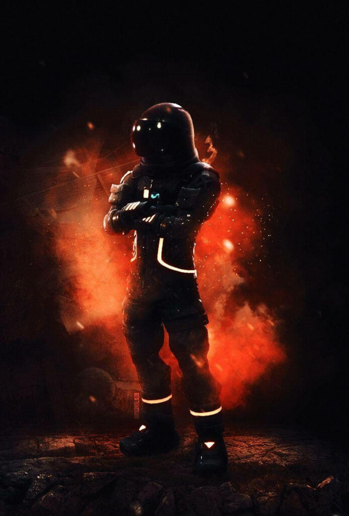 The Fiery Epic: Embracing The Dark Voyager Skin in a Blazing Setting - A Captivating Fortnite Background Wallpaper