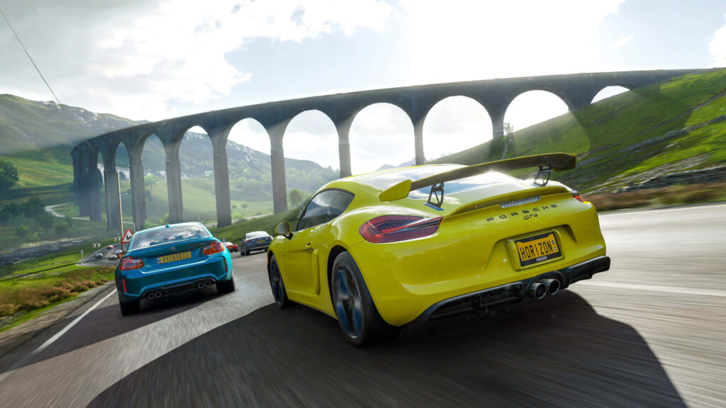 Revving Rivalries: Showdown of Speedy Supercars - Forza Horizon 4 HD Racing Wallpaper