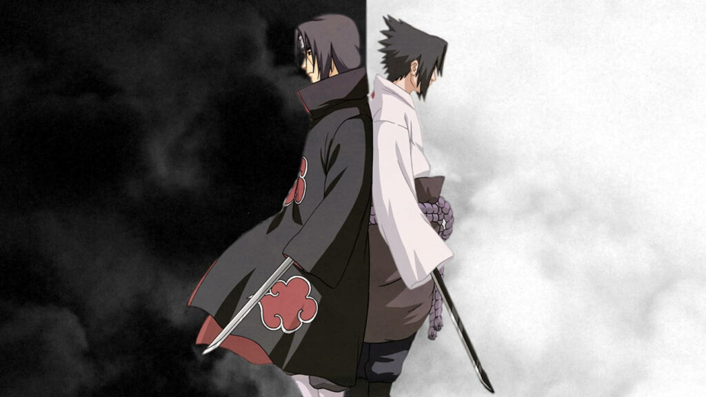 Dynamic Duo: The Legendary Uchiha Brothers Unite - An Awe-inspiring Side-by-side Shot Wallpaper