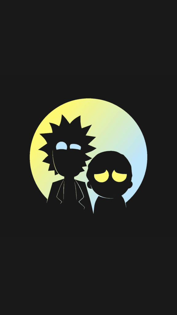 Electric Shadows: The Illuminated Duo – Rick Sanchez and Morty's Radiant Encounter Wallpaper