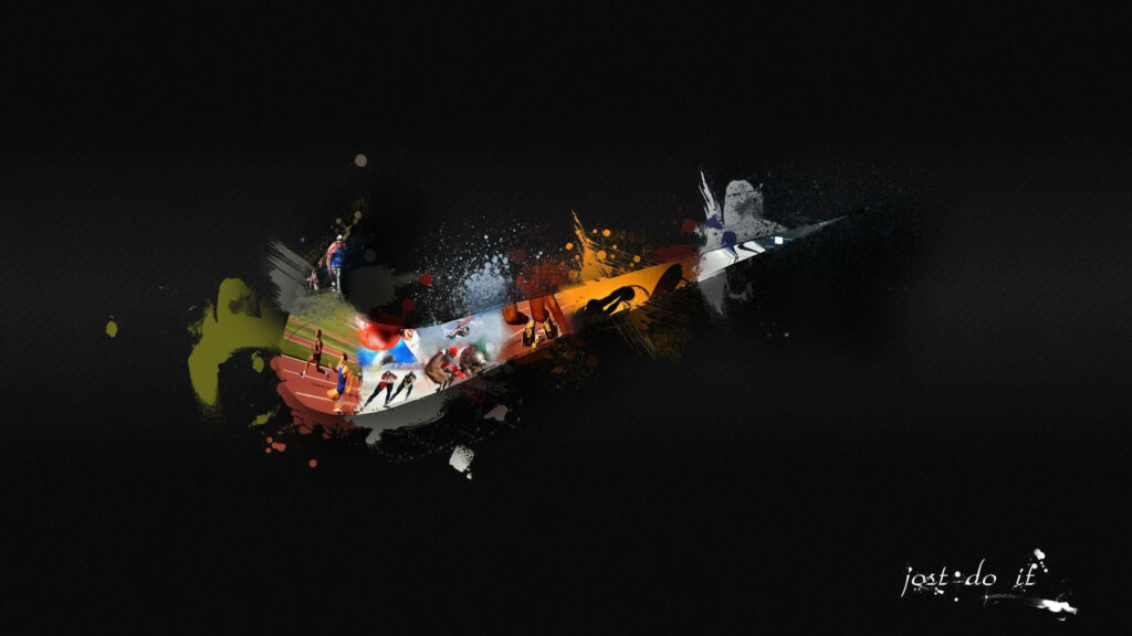 Dreamlike Fusion: Merging Sports on Iconic Nike Check Mark – Mesmerizing Background Shot Wallpaper