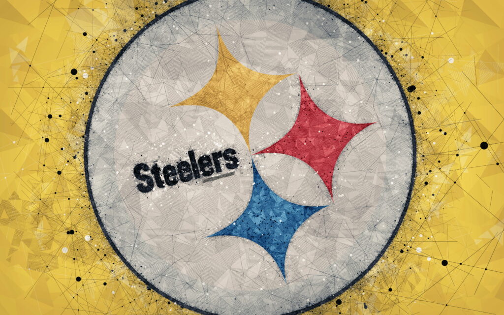 Steelers' Geometric Mastery: Captivating American Football Art on Vibrant Yellow Canvas Wallpaper