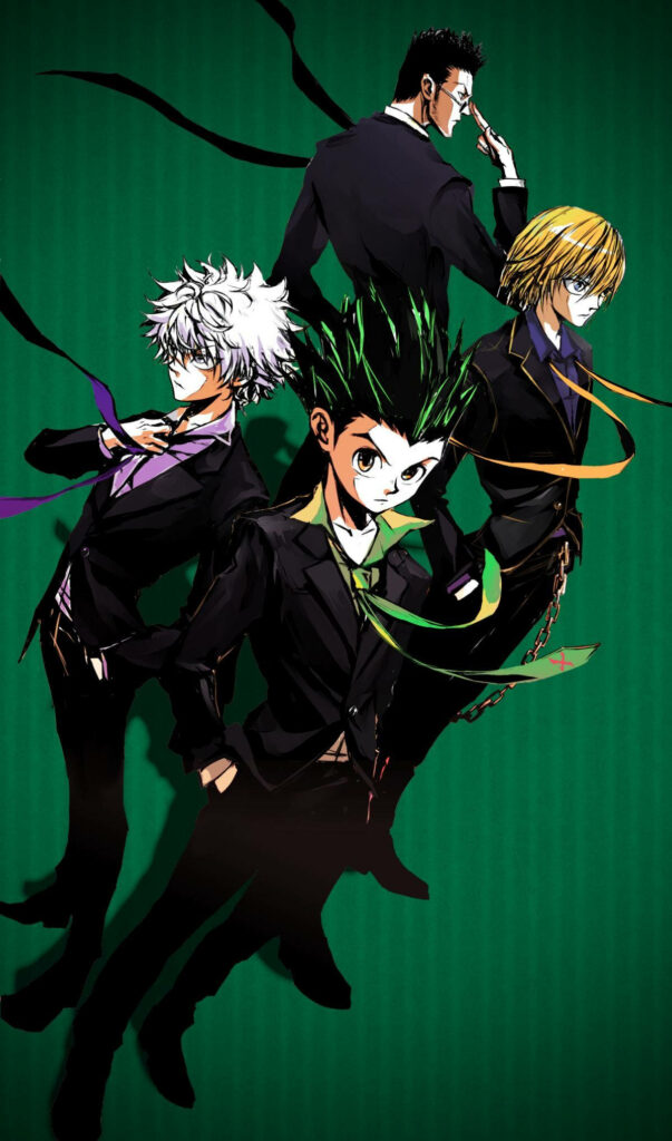 Mysterious Ensembles: The Hunter × Hunter Protagonists Emerge in a Dark Green World Wallpaper