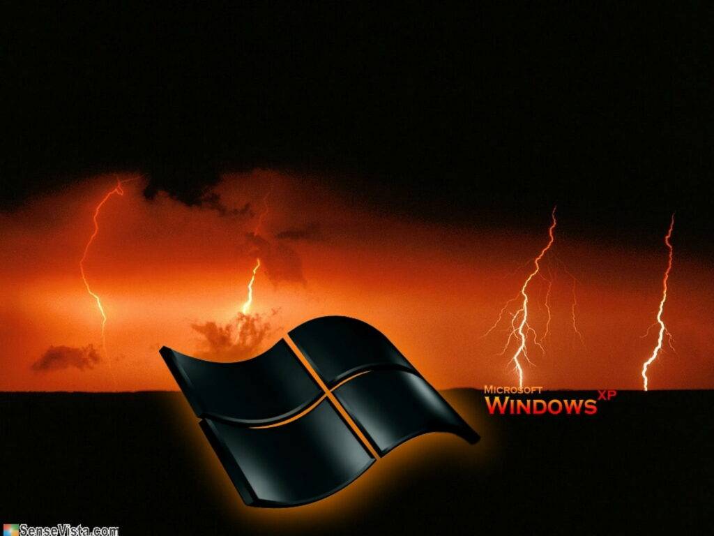 Epic Lightning Strikes Illuminating Windows XP: Captivating HD Wallpaper
