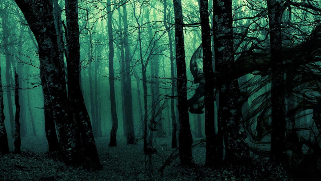 Whispers of Enchantment: Exploring Mysterious Stories amidst the Gothic Forest's Alluring Shadows Wallpaper