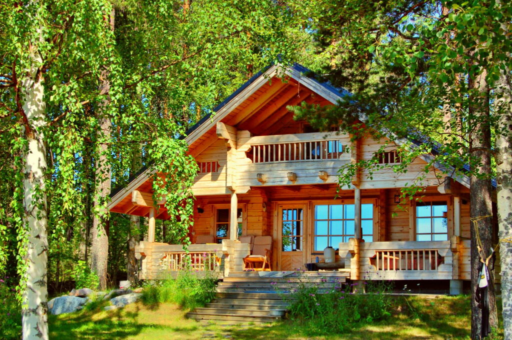 Enchanting Retreat: Serene Forest House in Stunning HD Wallpaper