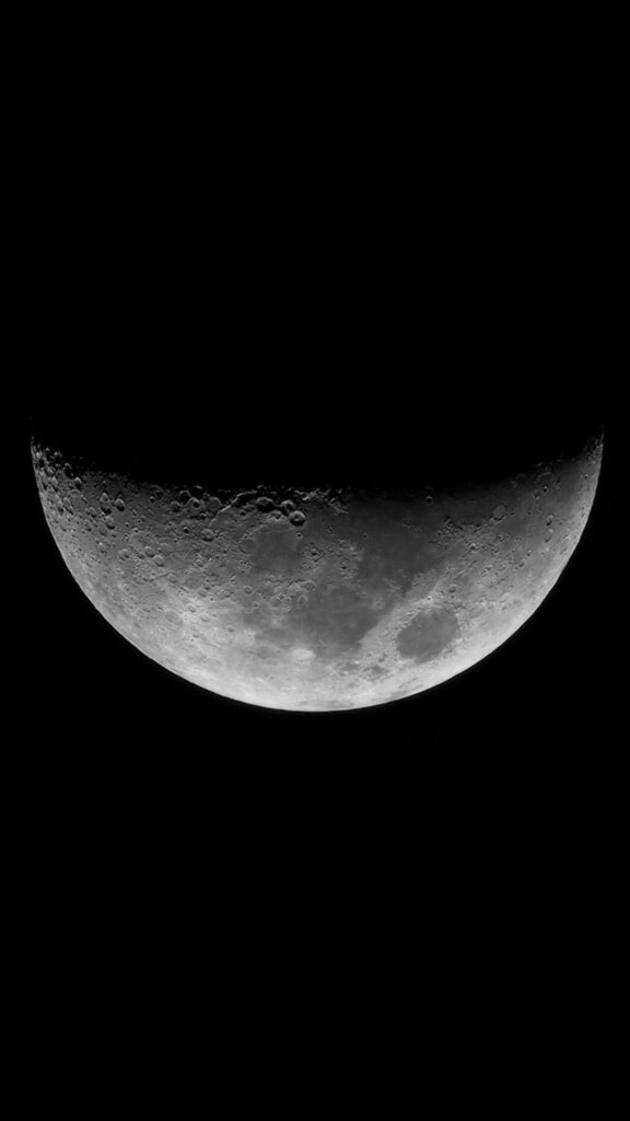 Ethereal Lunar Splendor: iPhone X Nature Wallpaper Showcasing a Captivating Waning Moon in an Enchanting Night Sky
