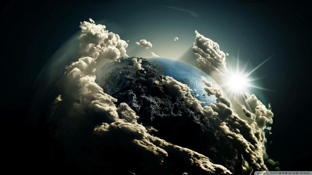 Majestic 4k Earth: A Captivating Overcast Landscape with Radiant Sunlight Illumination Wallpaper