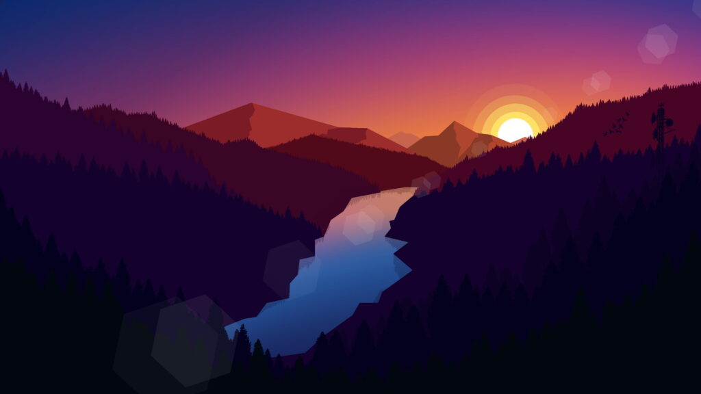 Serene Dusk: A Minimalist Evening in the Enchanting Forest - HD 4K Wallpaper