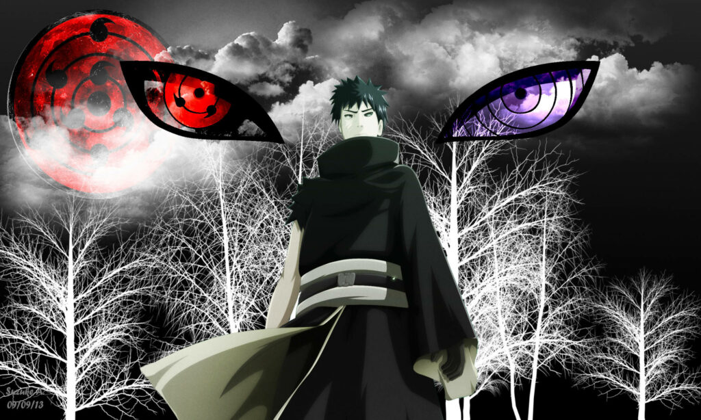 Shrouded in Shadows: Mystical Obito Uchiha, Master of the Sharingan and Rinnegan Wallpaper