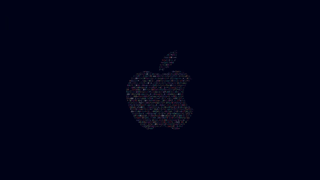 The Mysterious Cipher: Apple Logo Enigma in Obsidian Backdrop Wallpaper