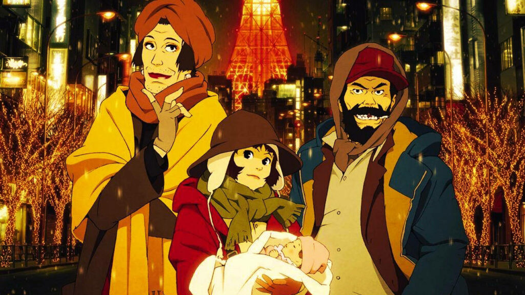 The Unforgettable Duo: Satoshi Kon's Animated Masterpiece - The Homeless Godfathers Wallpaper