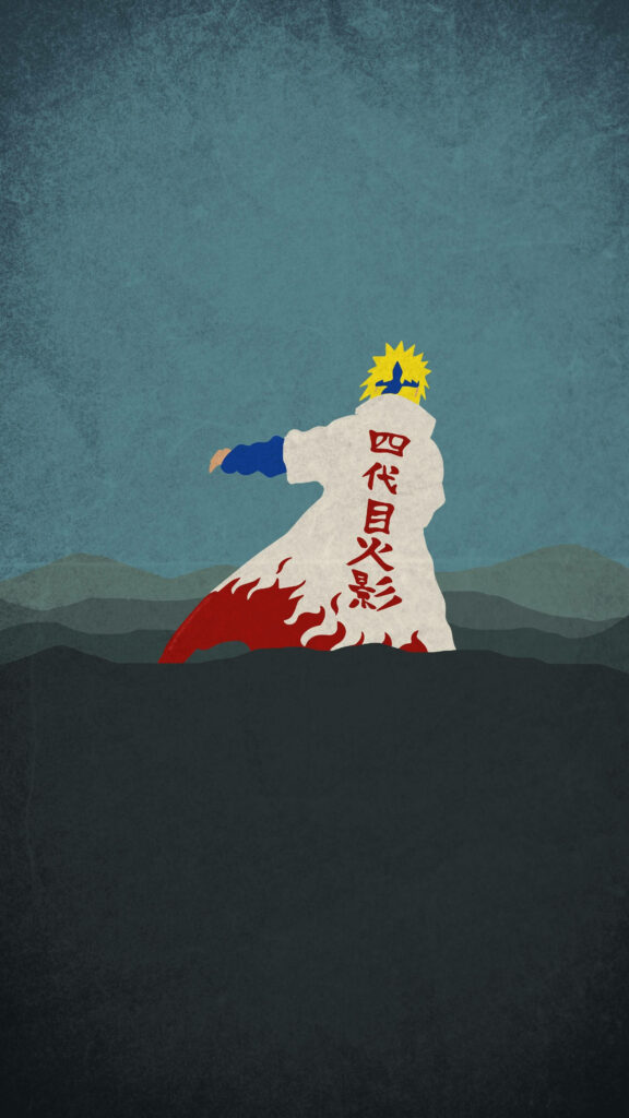 The Legend Lives On: Fourth Hokage's Mysterious Stance - Captivating Vector Art Background for Naruto Phone Wallpaper