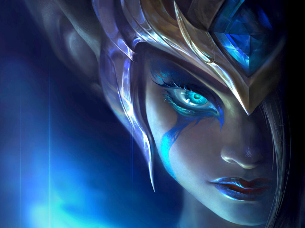The Enchanting Glow of Elise, the Fierce Spider Queen, Awakens in this Mesmerizing 3D League of Legends Background Wallpaper