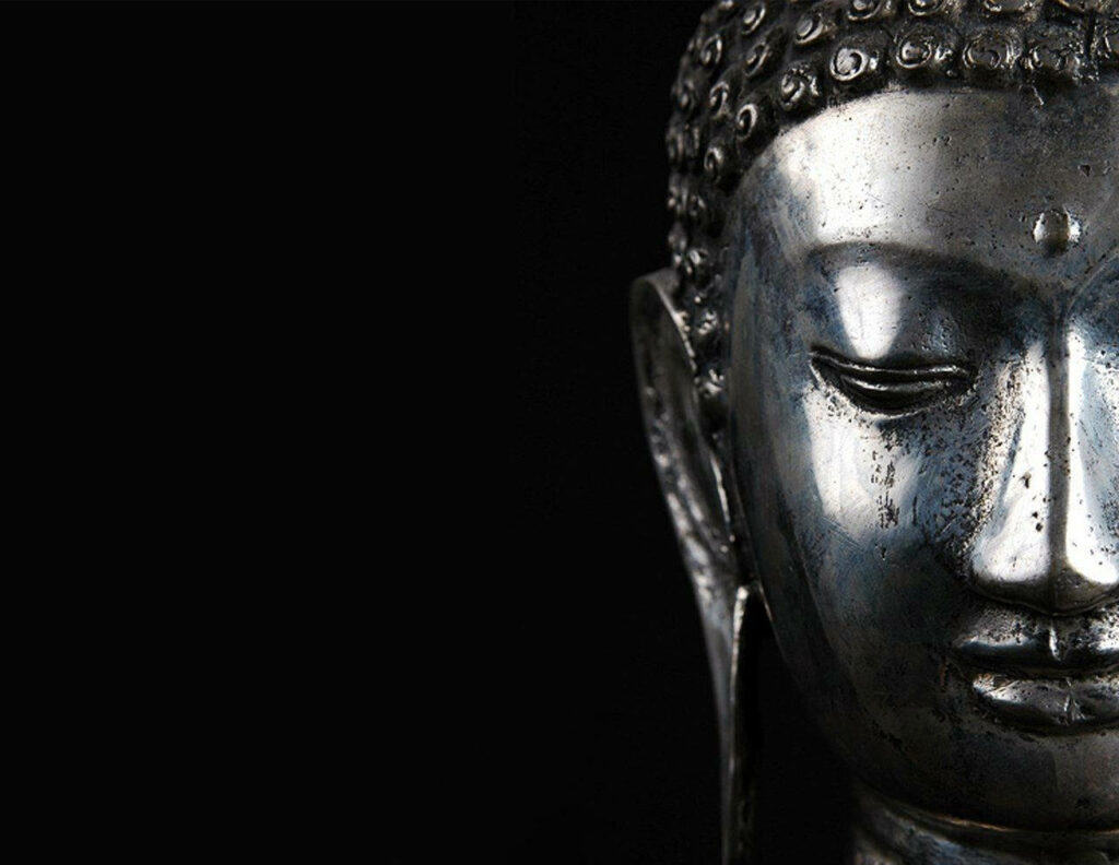 Half-Cropped Black Buddha: Serenity in Darkness Wallpaper