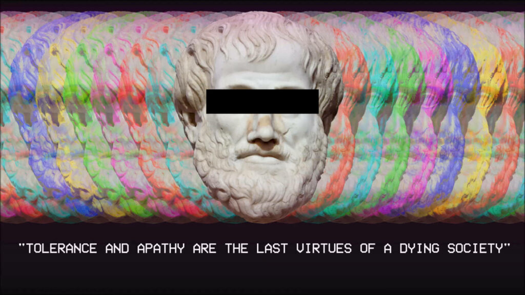 Mystical Reverend: An Aesthetic Vaporwave Tribute to Aristotle's Wisdom Wallpaper