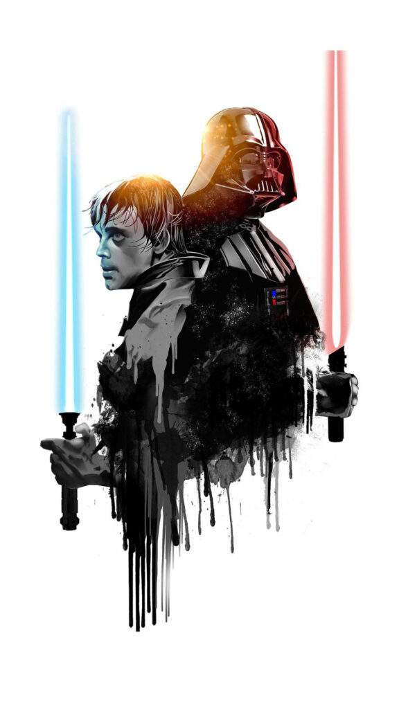 Clashing Forces: Luke Skywalker and Darth Vader Duel in this Star Wars Themed Iphone 6 Plus Wallpaper