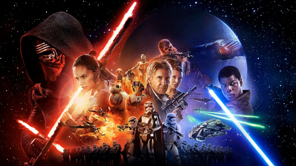 Star Wars The Force Awakens wallpaper Kylo Ren Rey Starkiller Base epic battle scene HD background