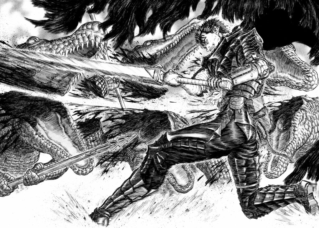Sword of Vengeance: Guts Unleashed in Monochrome Splendor Wallpaper