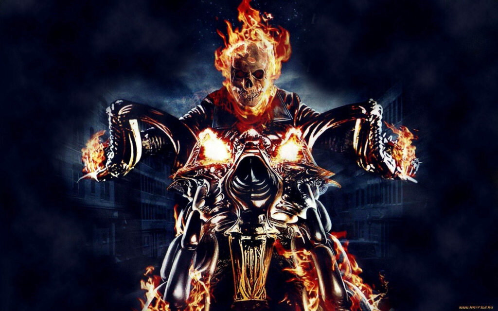 Ghost Rider HD Wallpaper: Menacing Antihero in Fiery Hellfire Pose