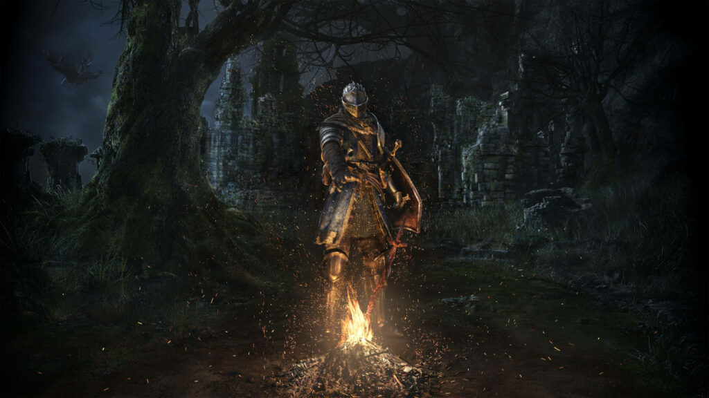 Forging Ahead: A Fiery Path Through the Dark Souls Adventure Wallpaper