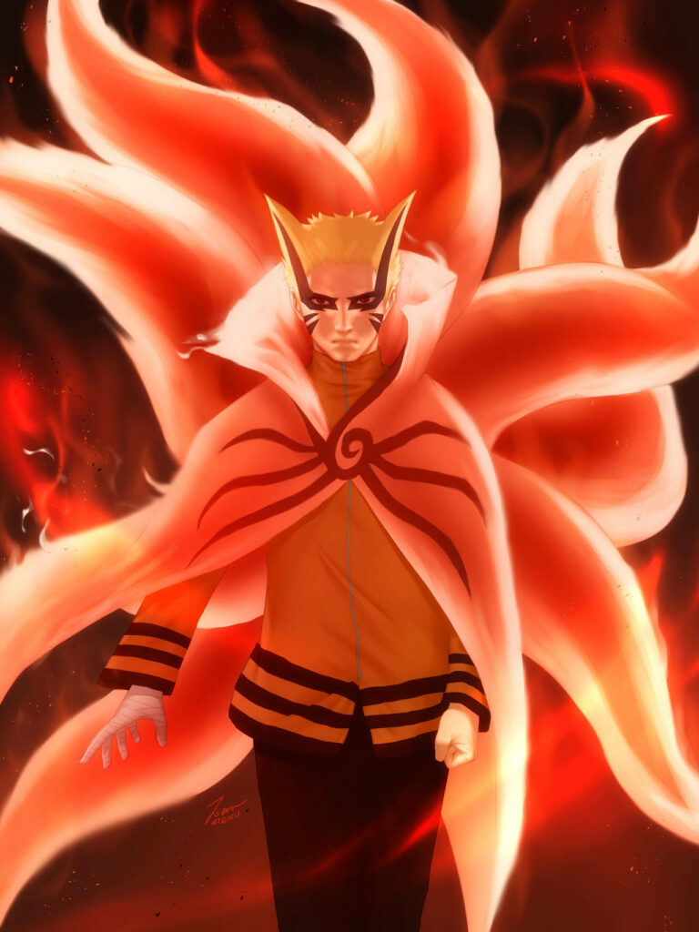 The Fiery Brilliance of Naruto Baryon Mode: Unleashing Unimaginable Power within the Vibrant Background Wallpaper