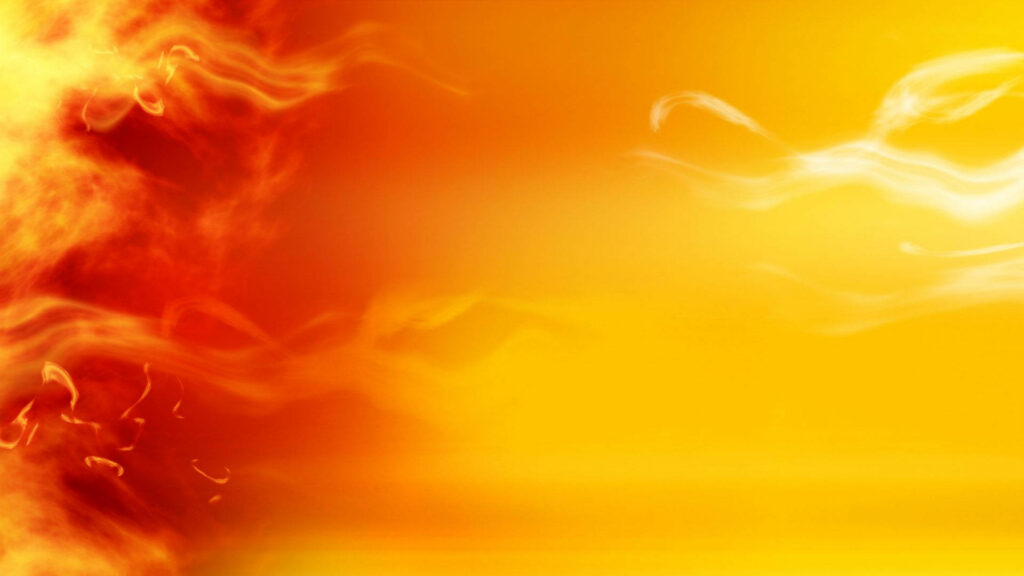 Vibrant abstract wallpaper with red flames and smoke transitioning to glowing yellow gradient background