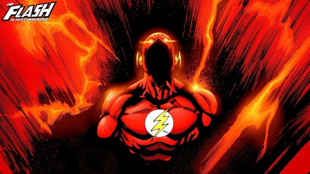 Flash speedster with red orange lightning bolts vibrant dynamic superhero wallpaper background