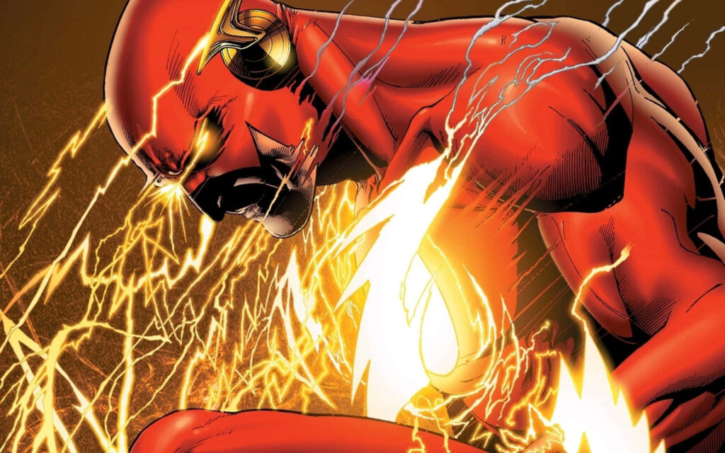 Flash superhero wallpaper with electrifying energy showcasing speed and power comic style