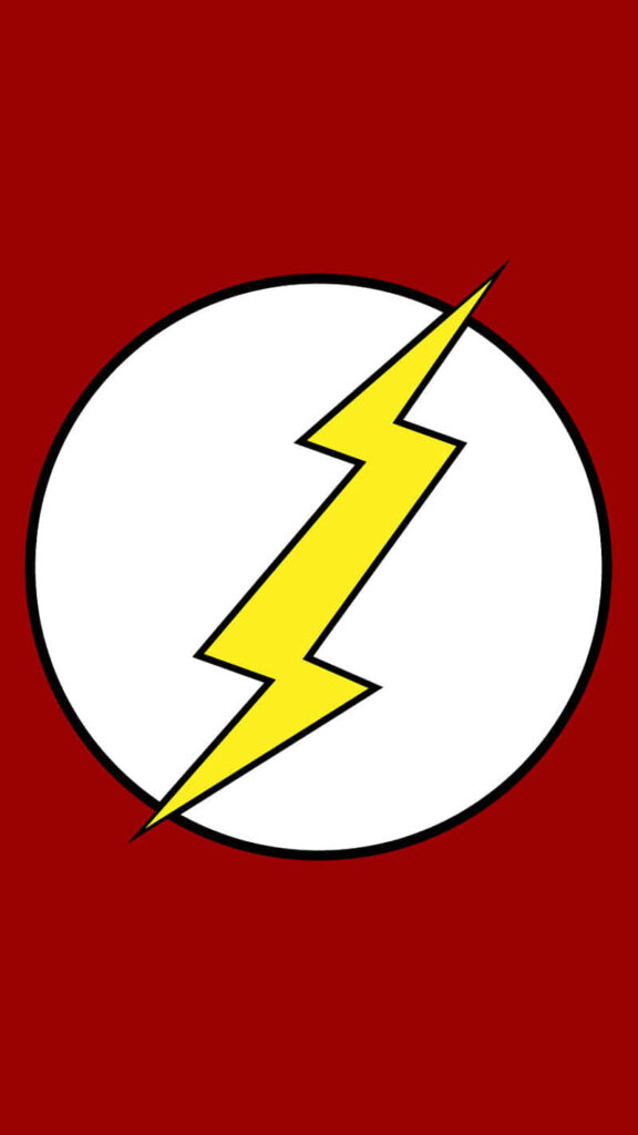 The Flash emblem with a yellow lightning bolt on bold red background iconic superhero wallpaper