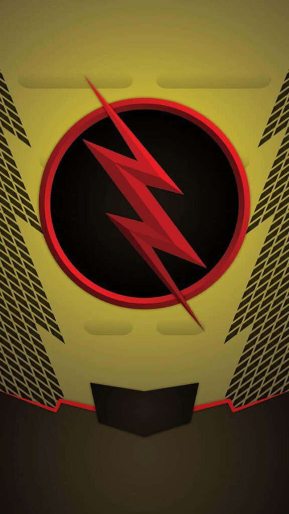 Bold Flash emblem with red lightning bolt on yellow and black background superhero wallpaper