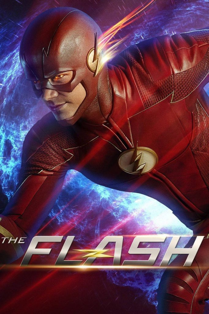 Ezra Miller as The Flash sprinting with blue Speed Force energy cinematic high contrast wallpaper
