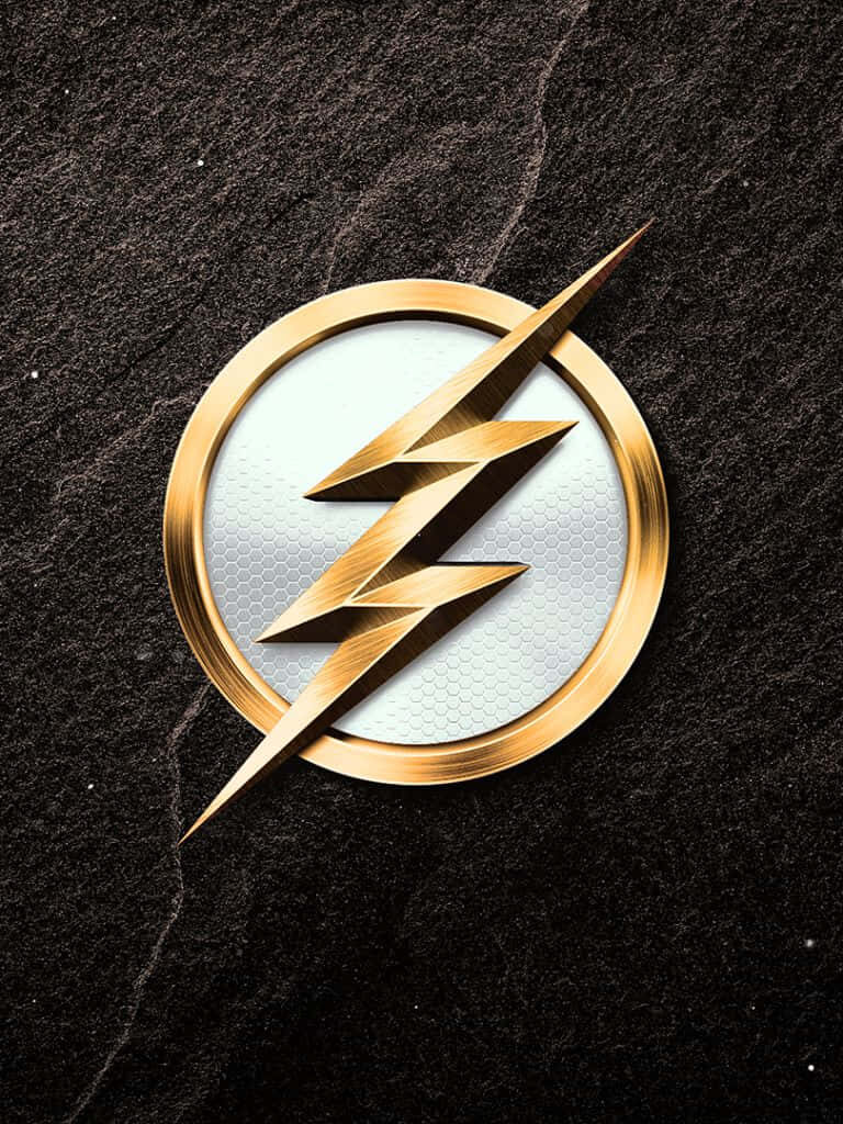 The Flash golden logo on textured black background with sleek modern lightning bolt design wallpaper