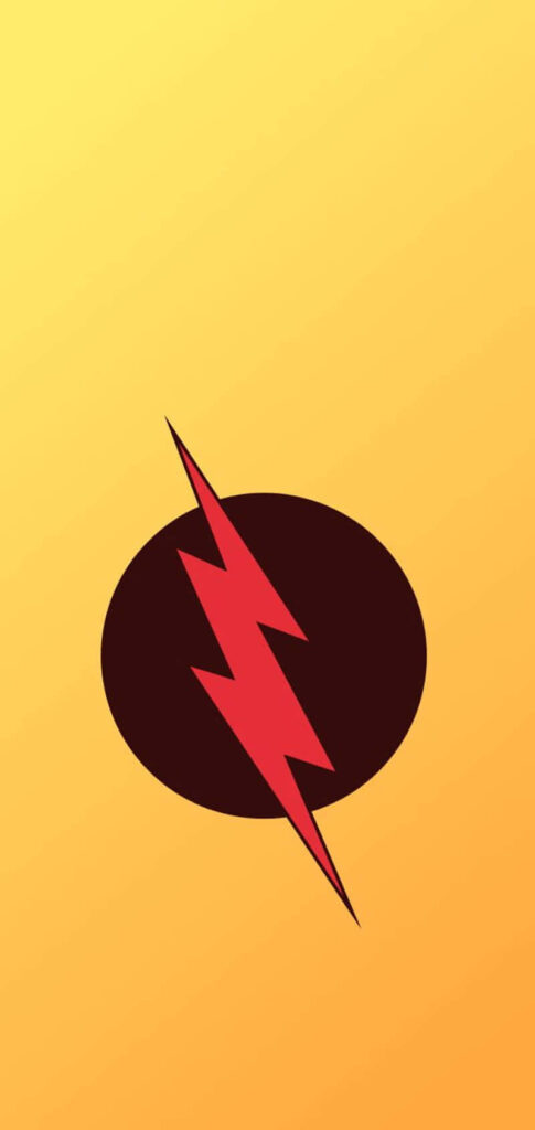 The Flash logo with bold red lightning bolt on dark circle vibrant yellow orange gradient background Wallpaper