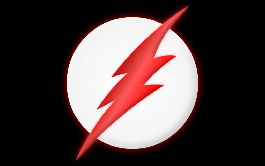 The Flash logo red lightning bolt glowing white circle on black background DC Comics wallpaper